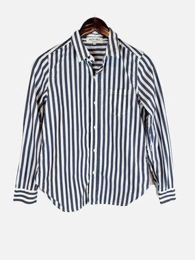 Alex Mill | Navy Blue and White Striped Button Down Shirt, XS